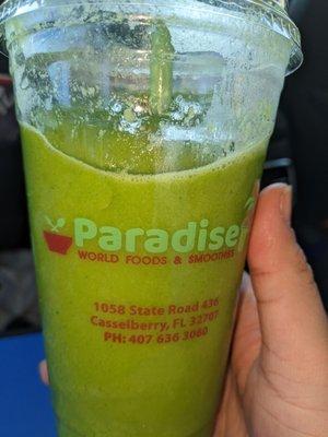 Green Goodness Smoothie with logo