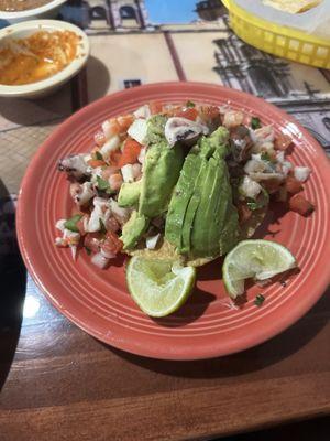 (Octopus and shrimp) Tostadas De Pulpo and Camarones