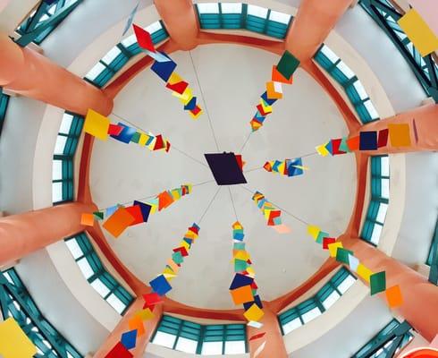 Ceiling of the atrium in the main lobby.