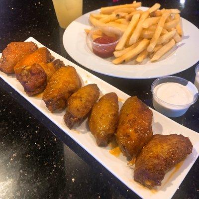 Spicy NY Style Buffalo wings and fries