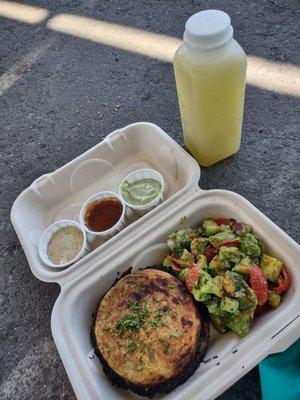 I got the #4 spinach and mushroom with feta and mozzarella cheese! I made it a combo with a avocado salad, refreshing!