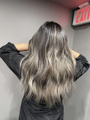 Sliver ash blonde balayage