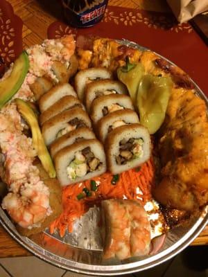 The sushi; cielo, mar, y tierra is a great combo of shrimp, carne asada, & chicken. I have to say it's Good!!