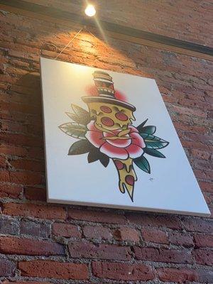 Some of the art featured by The Roost - local tattoo shop. Definitely love the pizza dagger!