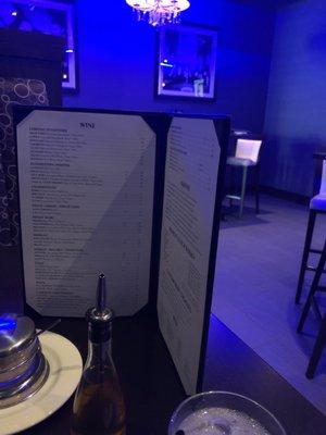 Table and menu.