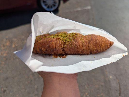 Baklava croissant $6.25. Ask for it to be toasted, not microwaved. It was soggy.