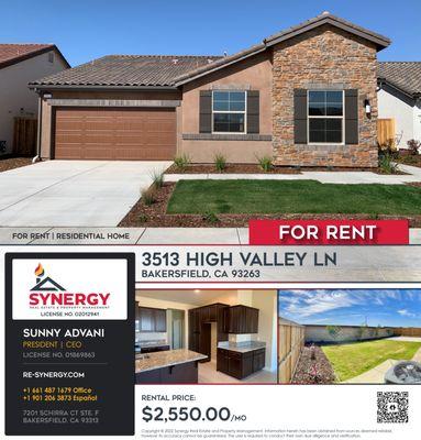 FOR RENT - 3513 High Valley Ln. Visit our website for more information under *FOR RENT*