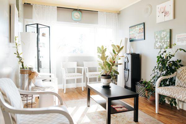 Our bright and airy waiting area with view overlooking Balboa Park.