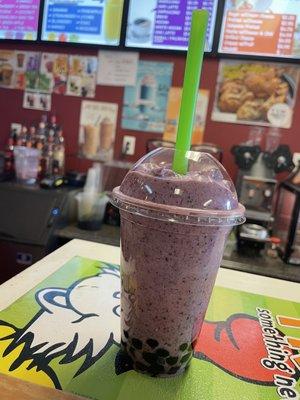 Peach and blueberry with boba!!