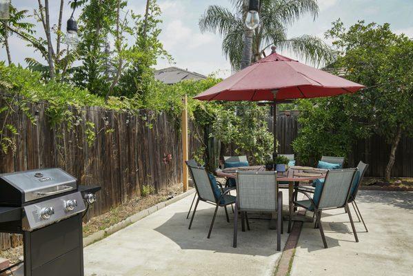 We also manage Airbnb homes in Rosemead. This lovely backyard with BBQ grill includes one of them.