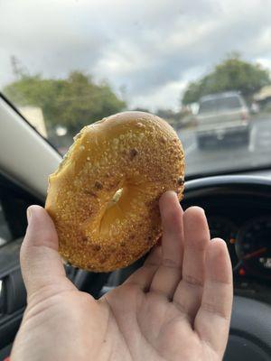 Those bubbles on the bottom of the bagel are the best sign that it's gonna be good