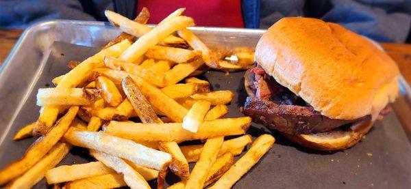 Brisket sandwich with fries