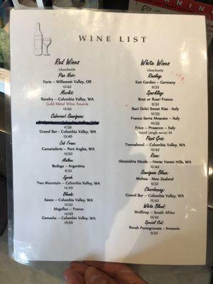 Wine list (May 2021)