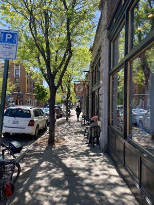 Such a beautiful street !   Outdoor seating