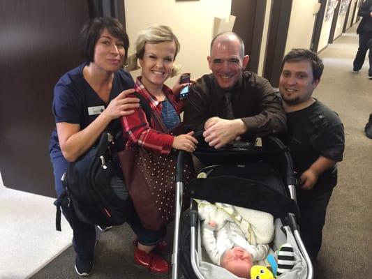 Margaret and Dr. Jick with his delivered patient Penelope and parents!