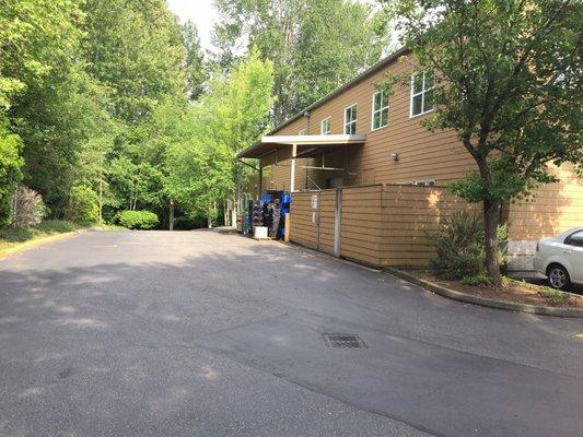 Rear of the building where food bank donations are accepted.