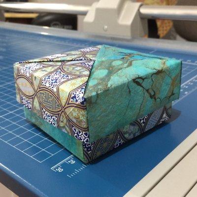 Origami box in handmade papers. Beautiful.