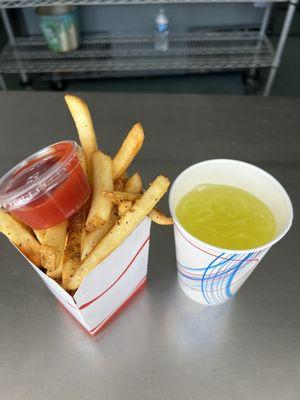 Fries. Lemonade.