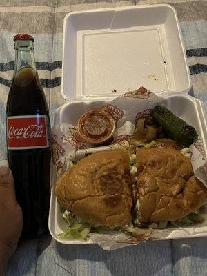 Torta de fajita y coca mexicana!