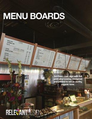 Menu Boards for Second Street Bean