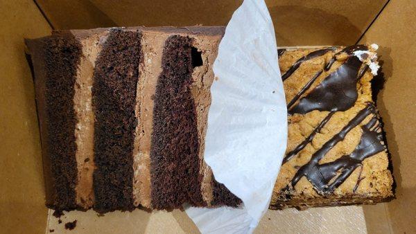 Chocolate cake and brownie