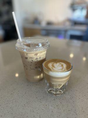 Rosemary orange iced latte & cortado