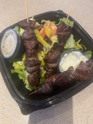 Gyro plate with a salad and extra meat