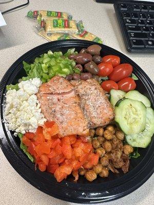 Salmon Greek salad