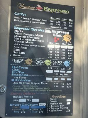 Updated menu