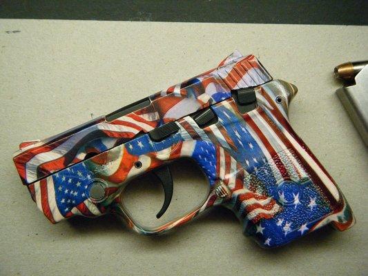 Hand Gun Hydro Dipped in American Flag Print