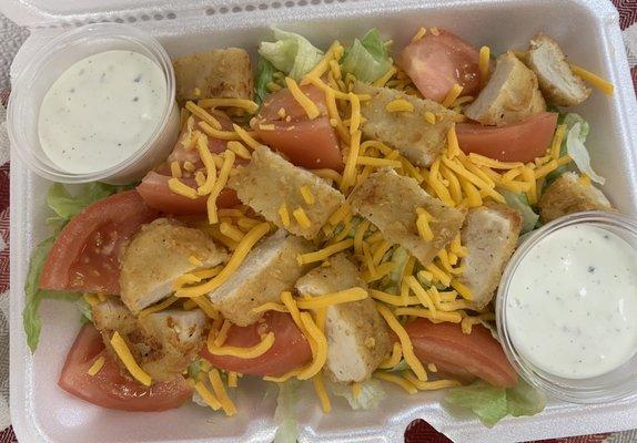 Crispy Chicken Salad with homemade buttermilk ranch