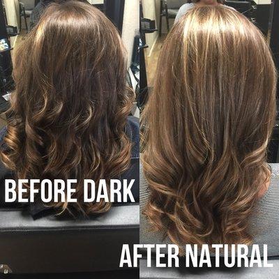 A client wanted to go back to her natural from a darker color!