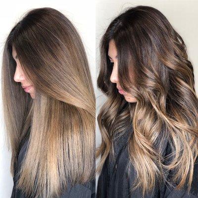 Balayage straight or curls