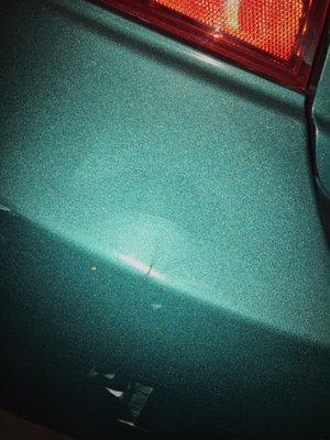 Truck backed into my car the other night. Paint scratched / indent.