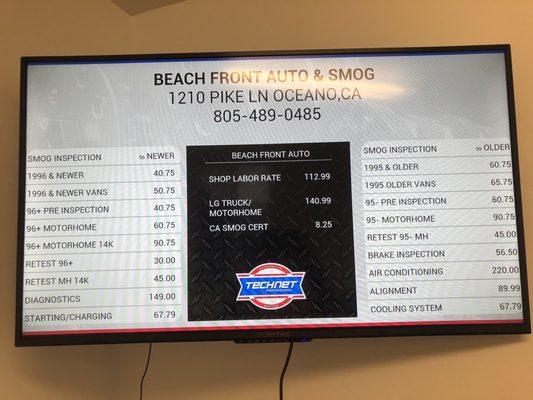 New Oceano location and rates as of 1/30/20.