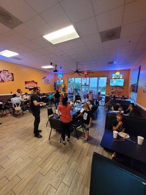 Big dining area for parties.