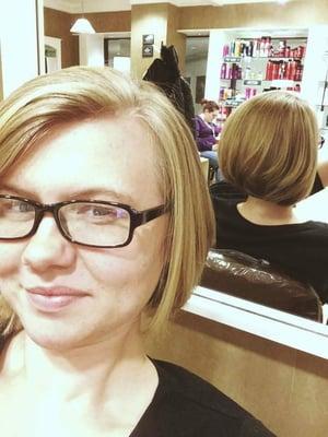 An A-line bob on super thick hair(so purrdy)