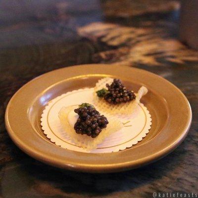 Christmas Eve lunch - potato gauffretes with caviar