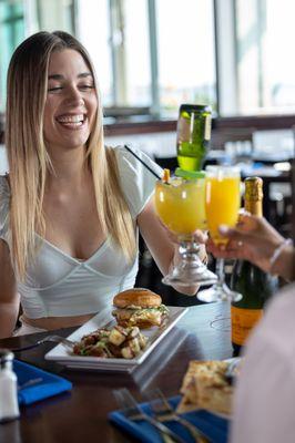 Delicious weekend breakfast spread at Boathouse on the Bay featuring mouthwatering new menu items