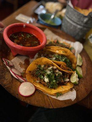 3 MINI BIRRIA BEEF QUESADILLAS With Birria (soup)