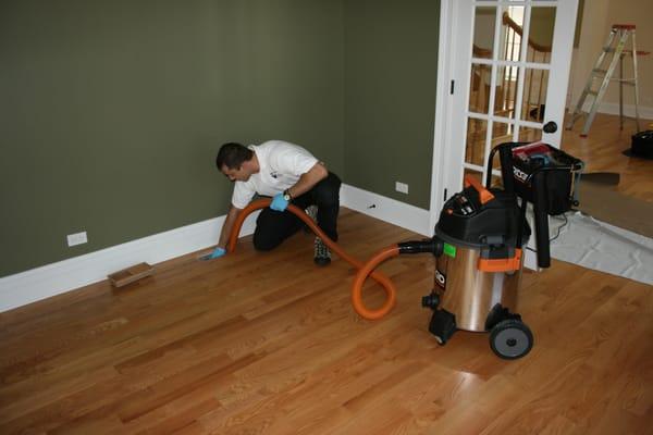 Our technician carefully vacuums each duct line by hand to ensure large debris and particles are removed prior to full system...