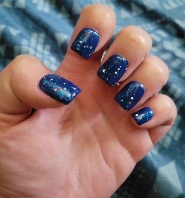 Full set blue glitter gel nail polish