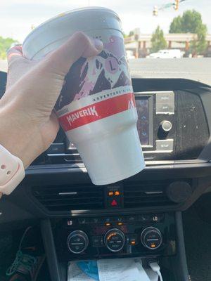 Large fountain drink in foam cup!