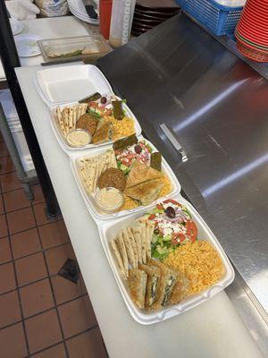 Veggie plate and spanakopita plate