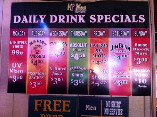 Daily drink special!! Come on by!