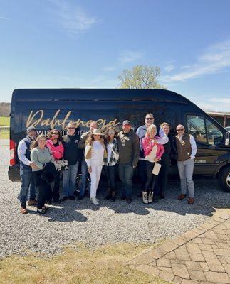 Large wine tour group at Kaya