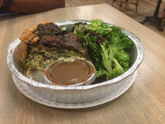 This was Quiche with salad greens and balsamic dressing. It was delicious!!! The serving of Quiche was huge , very nice portions.