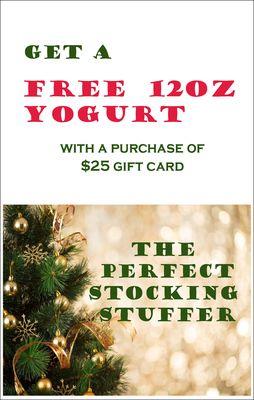 free 12 oz yogurt with $25 gift card purchase