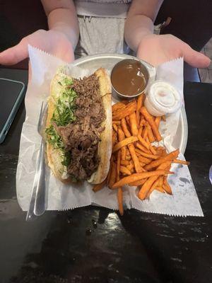 Roast Beef Poboy with Sweet Potato Fries