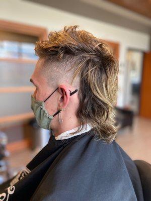 Modern mullet with skin fade by Oz